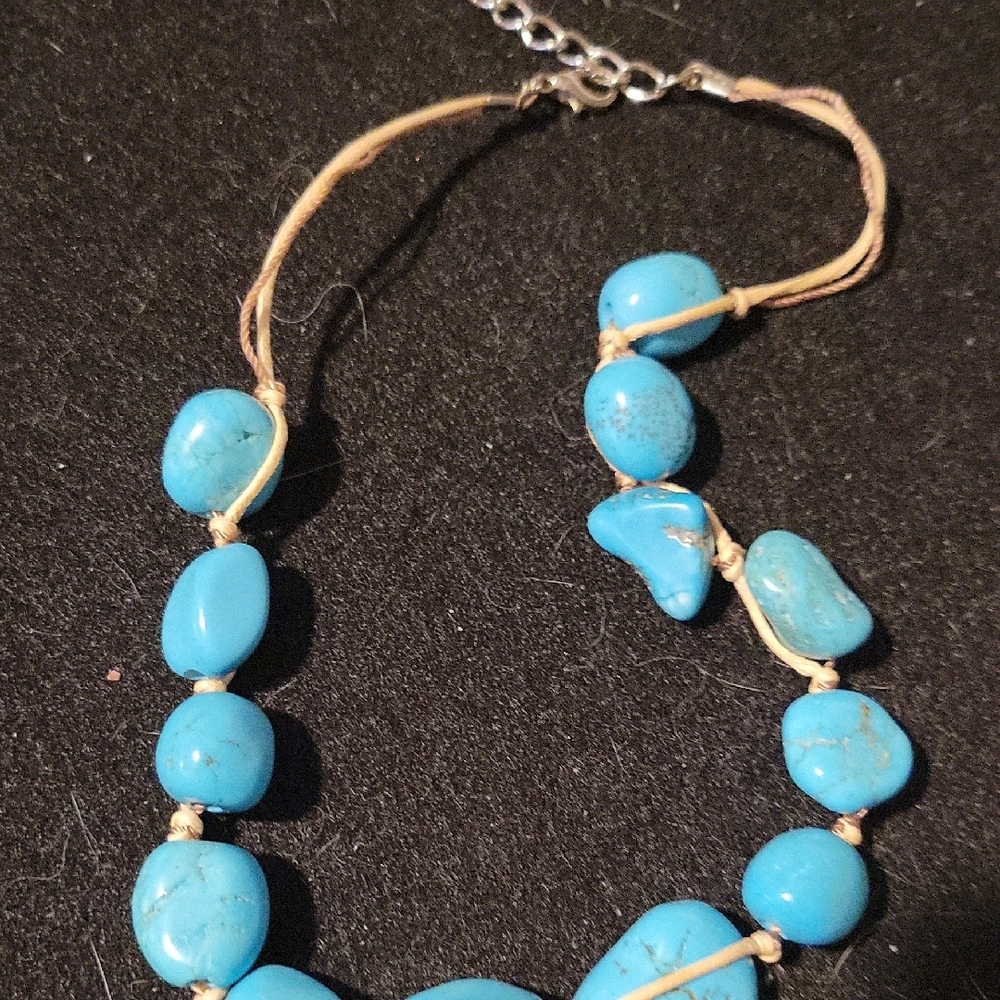 Source Unknown Turquoise Blue Beaded Necklace - image 3
